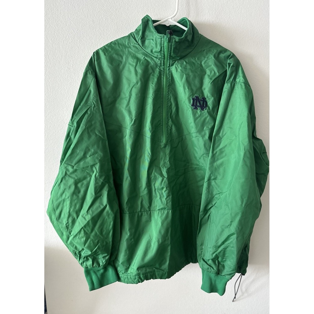 Vintage Boathouse Nylon Pullover Notre Dame Green 1/4 Zip Mens Large